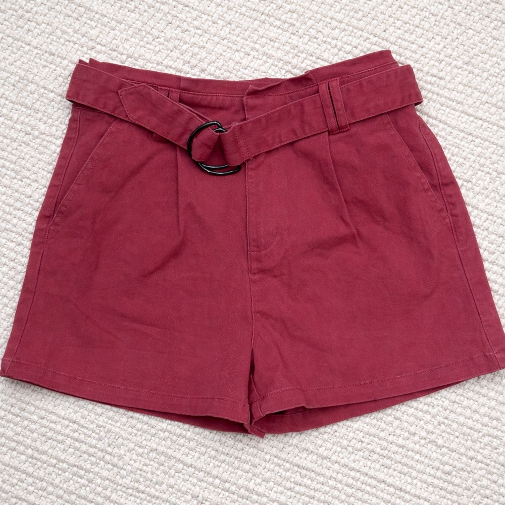 Blue Rain by Francesca’s Dusty Rose Paperbag Waist Belted Shorts